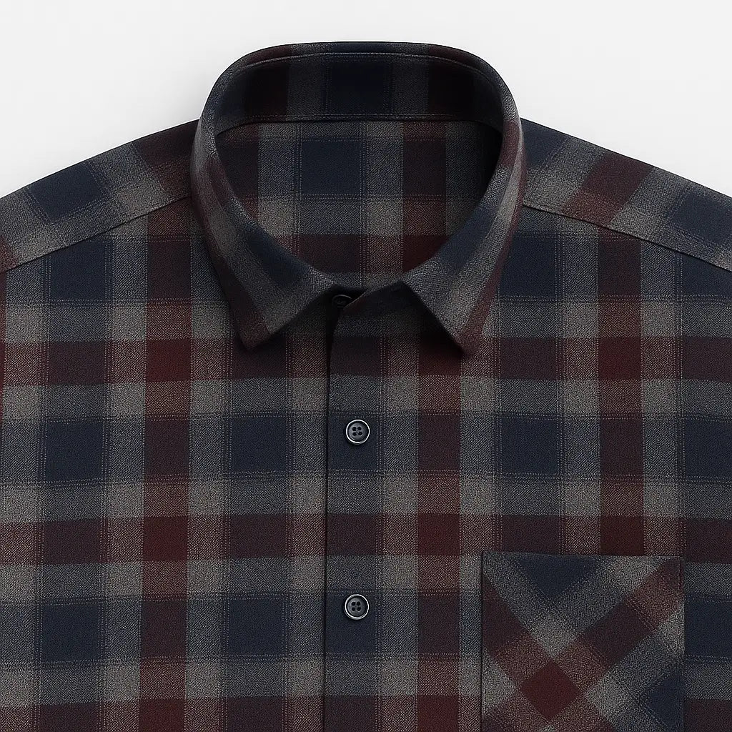 Camisa Xadrez Manga Longa Em Algodão