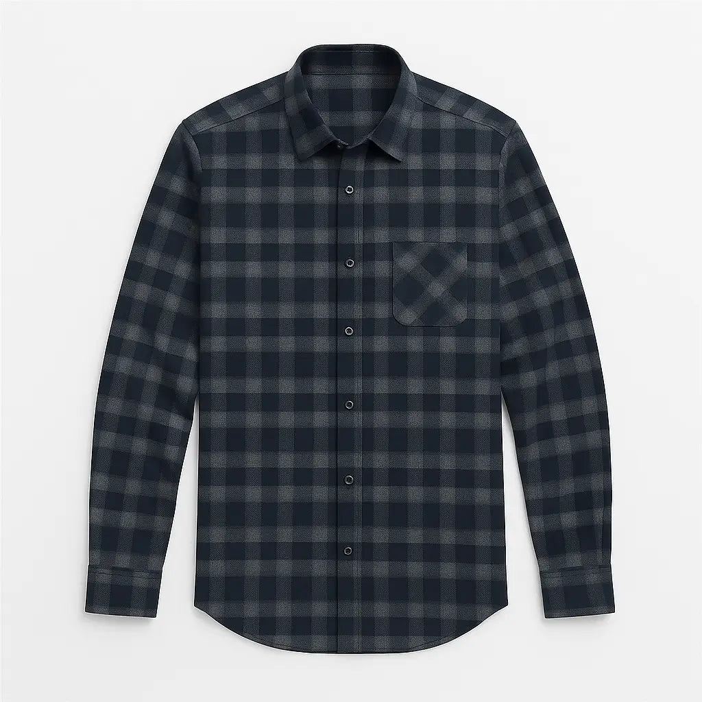 Camisa Xadrez Manga Longa Em Algodão