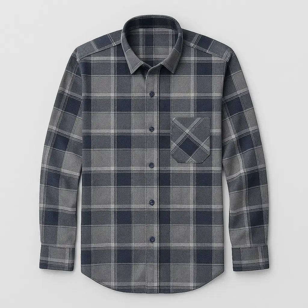 Camisa Xadrez Manga Longa Em Algodão