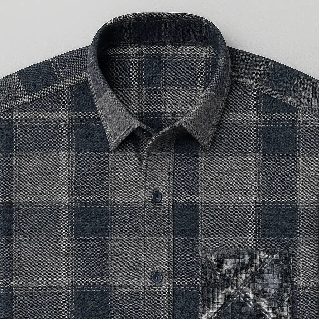 Camisa Xadrez Manga Longa Em Algodão