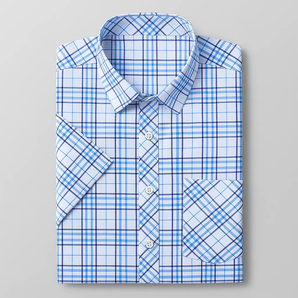 Camisa Masculina Xadrez Manga Curta - Mônaco