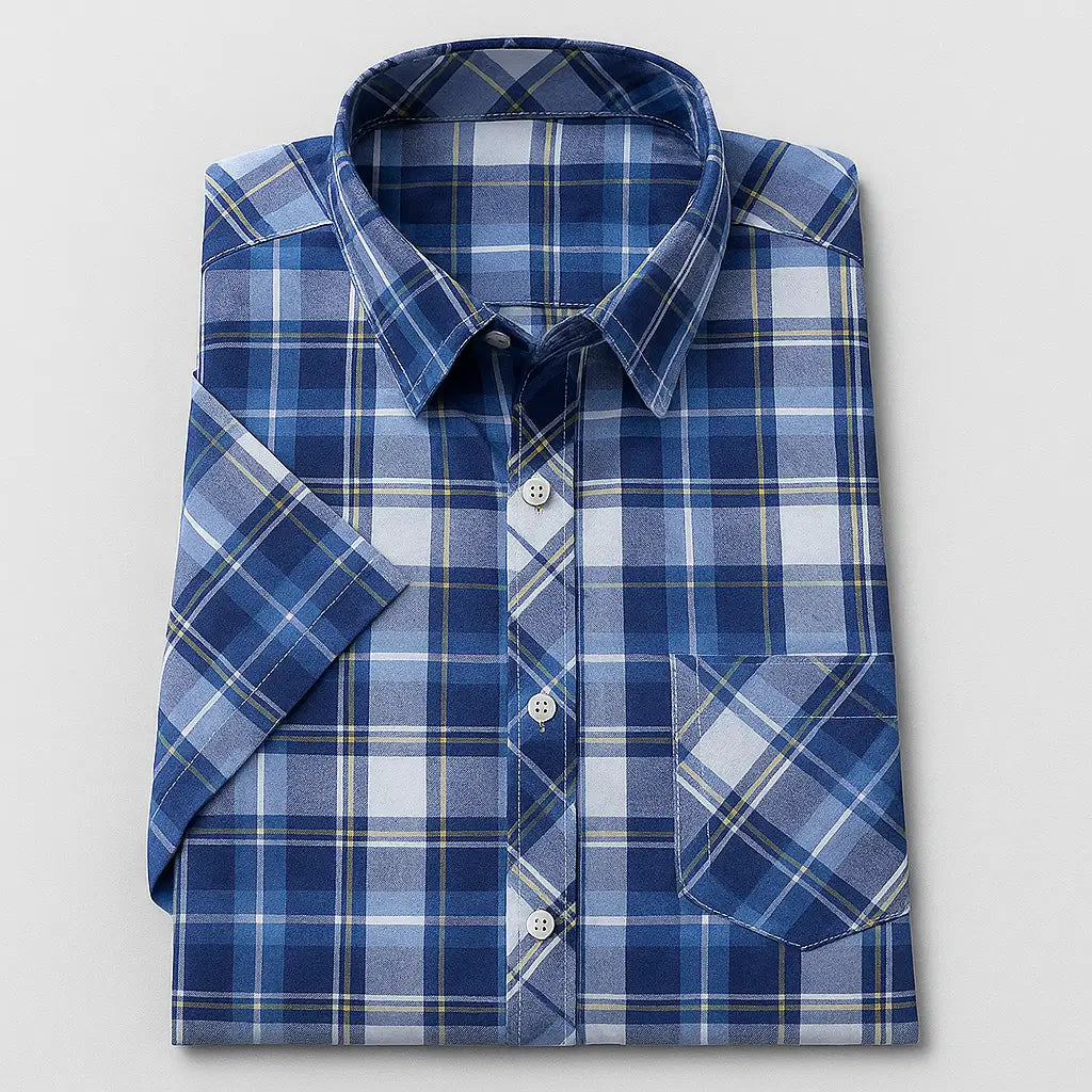 Camisa Masculina Xadrez Manga Curta - Mônaco