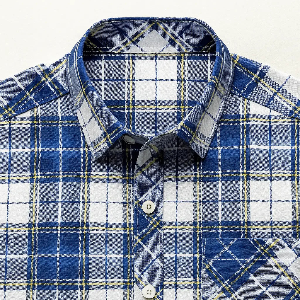 Camisa Masculina Xadrez Manga Curta - Mônaco