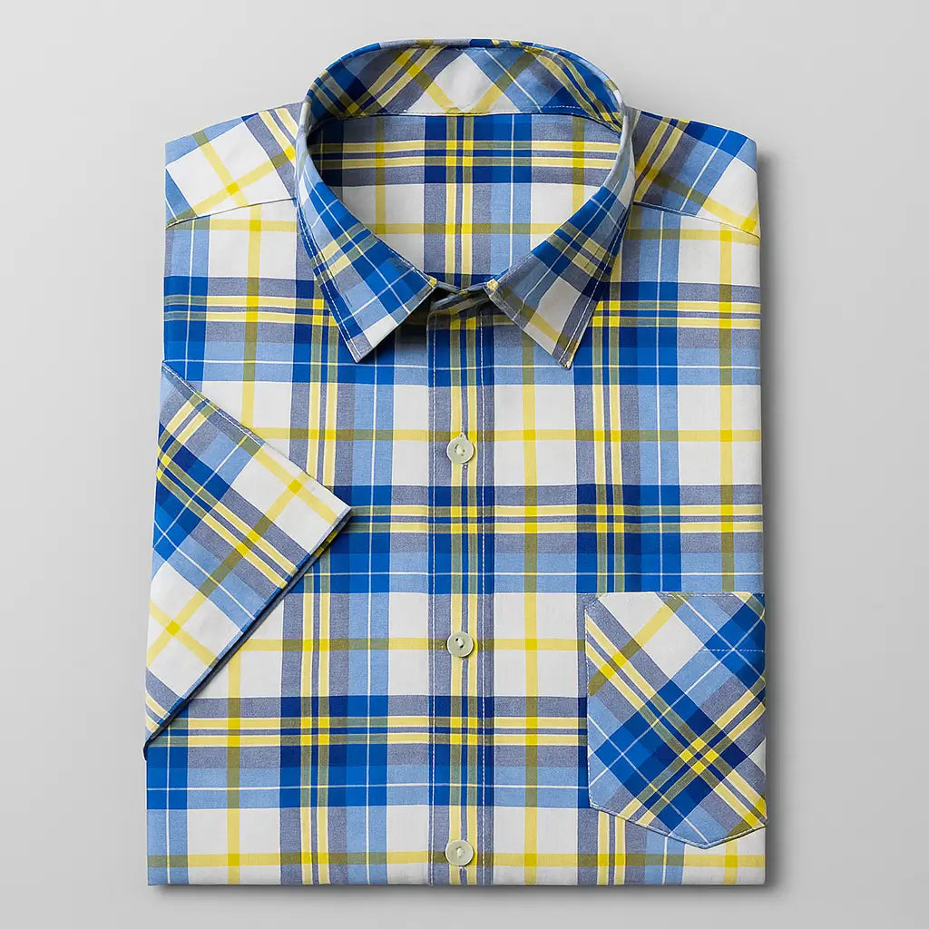 Camisa Masculina Xadrez Manga Curta - Mônaco