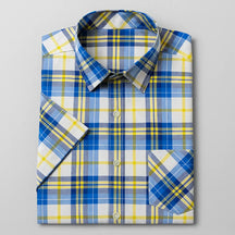 Camisa Masculina Xadrez Manga Curta - Mônaco