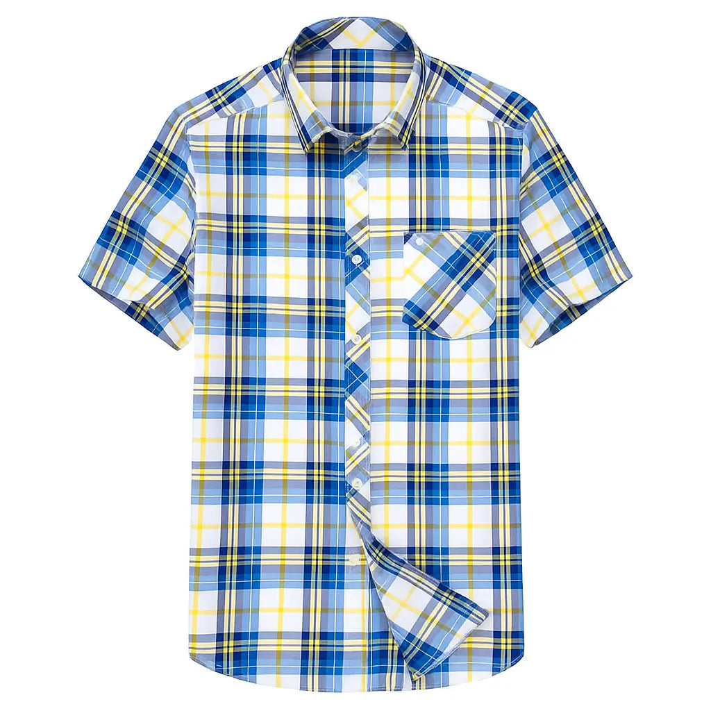 Camisa Masculina Xadrez Manga Curta - Mônaco