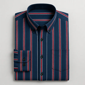 Camisa Social Masculina Listrada feita com algodão e poliéster de alta qualidade