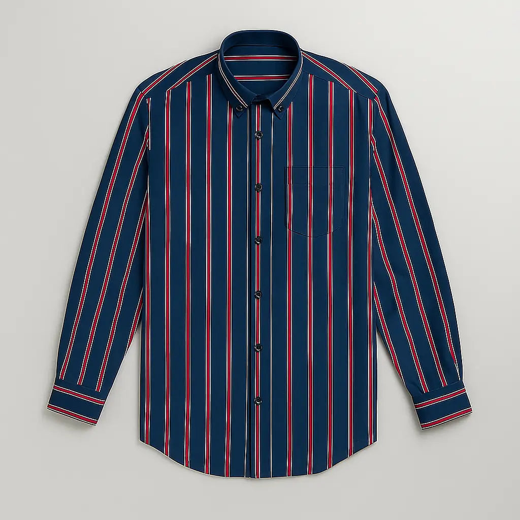 Camisa Social Masculina Listrada feita com algodão e poliéster de alta qualidade