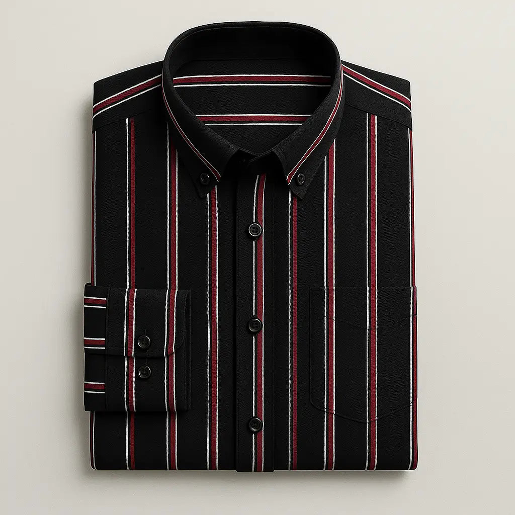 Camisa Social Masculina Listrada feita com algodão e poliéster de alta qualidade