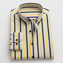 Camisa Social Masculina Listrada feita com algodão e poliéster de alta qualidade