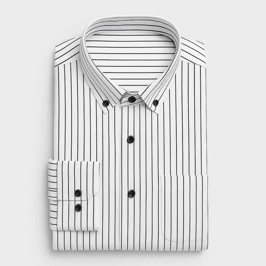 Camisa Social Masculina Listrada feita com algodão e poliéster de alta qualidade