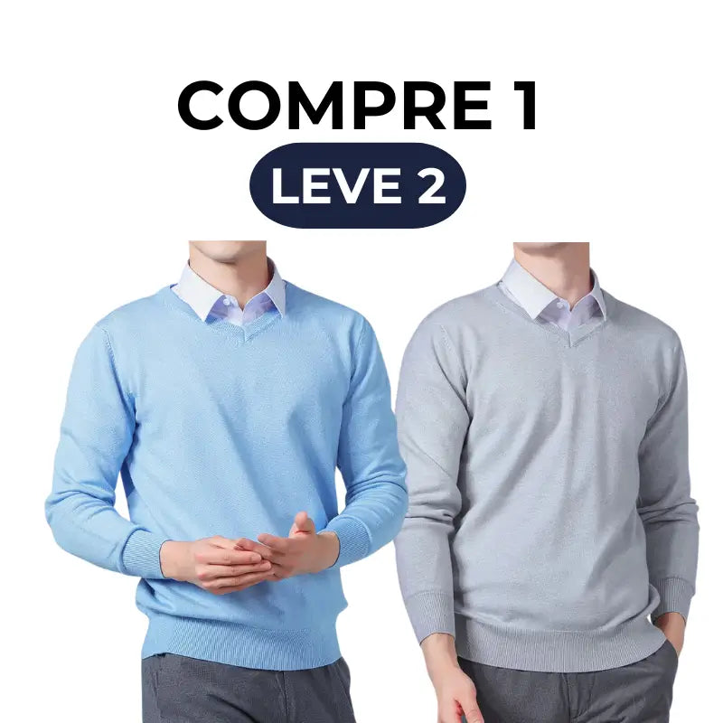 Suéter Masculino Gola V Básico [COMPRE 1 LEVE 2]