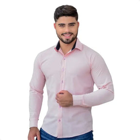 ￼Camisa Masculina Social Manga Longa Tricoline Luxo Exclusiva