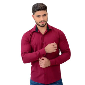 ￼Camisa Masculina Social Manga Longa Tricoline Luxo Exclusiva