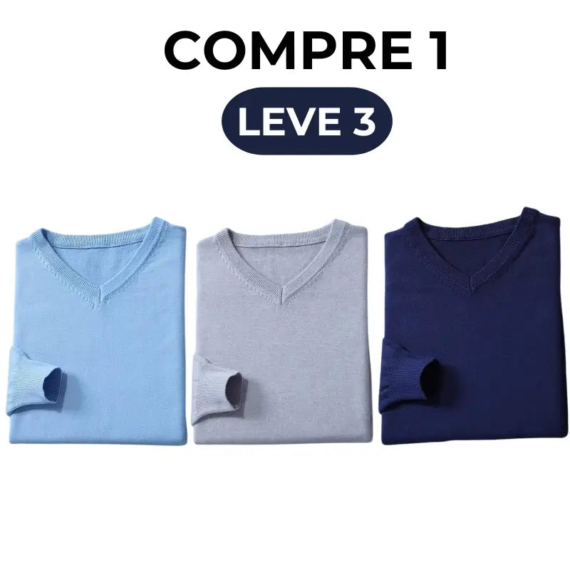 Suéter Masculino Gola V Básico [COMPRE 1 LEVE 3]