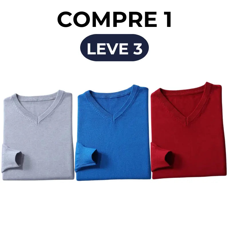 Suéter Masculino Gola V Básico [COMPRE 1 LEVE 3]