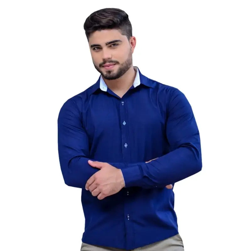 ￼Camisa Masculina Social Manga Longa Tricoline Luxo Exclusiva