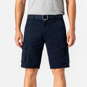 Bermuda cargo masculina  de algodão com multi-bolsos, estilo casual