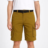 Bermuda cargo masculina  de algodão com multi-bolsos, estilo casual