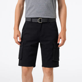 Bermuda cargo masculina  de algodão com multi-bolsos, estilo casual