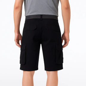 Bermuda cargo masculina  de algodão com multi-bolsos, estilo casual