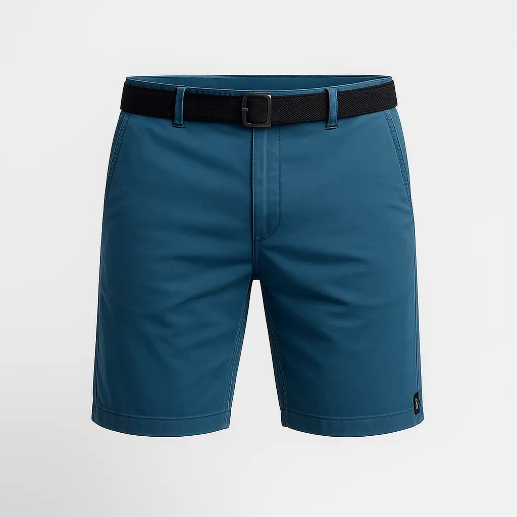 Bermuda masculina de algodão com elástico e cinto ajustável.