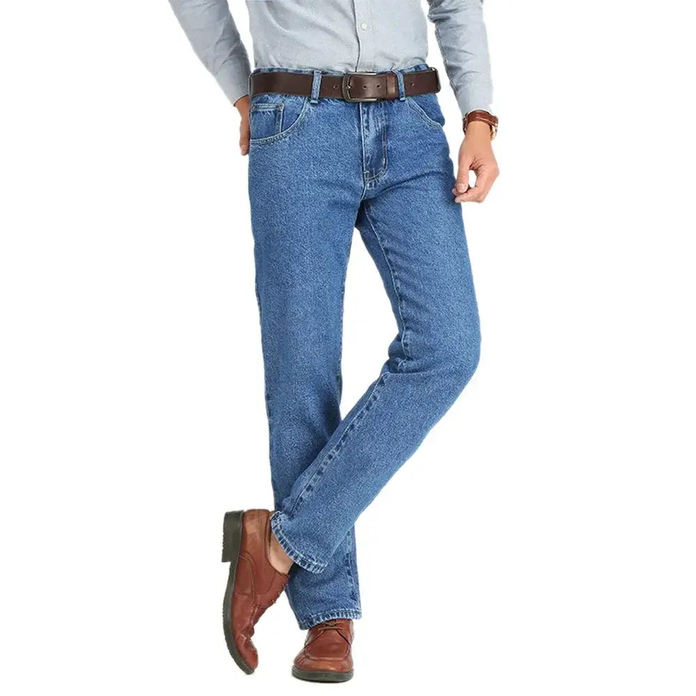 Calça Jeans Masculina Estilo casual formal Seu design sofisticado com modelagem reta proporciona um visual moderno, perfeito para ambientes corporativos e encontros casuais.