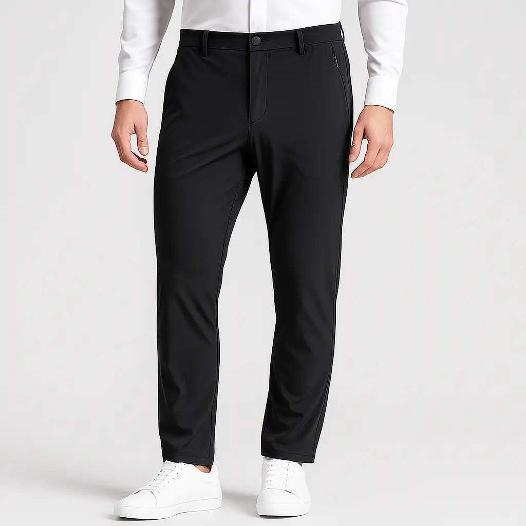 Calça masculina MODAL PLUS Quick Dry em nylon e spandex, leve e respirável, com bolsos com zíper, ideal para verão, lazer e esportes.