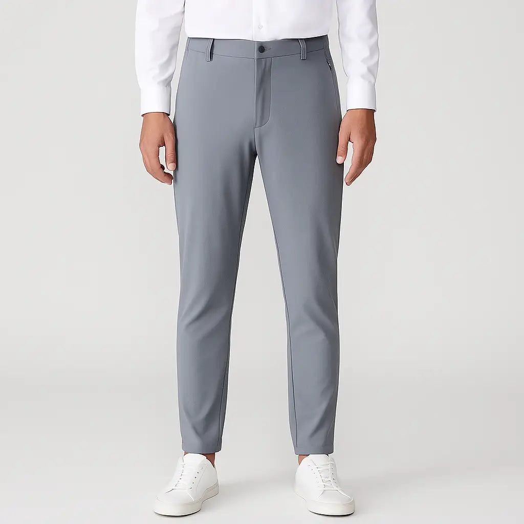 Calça masculina MODAL PLUS Quick Dry em nylon e spandex, leve e respirável, com bolsos com zíper, ideal para verão, lazer e esportes.