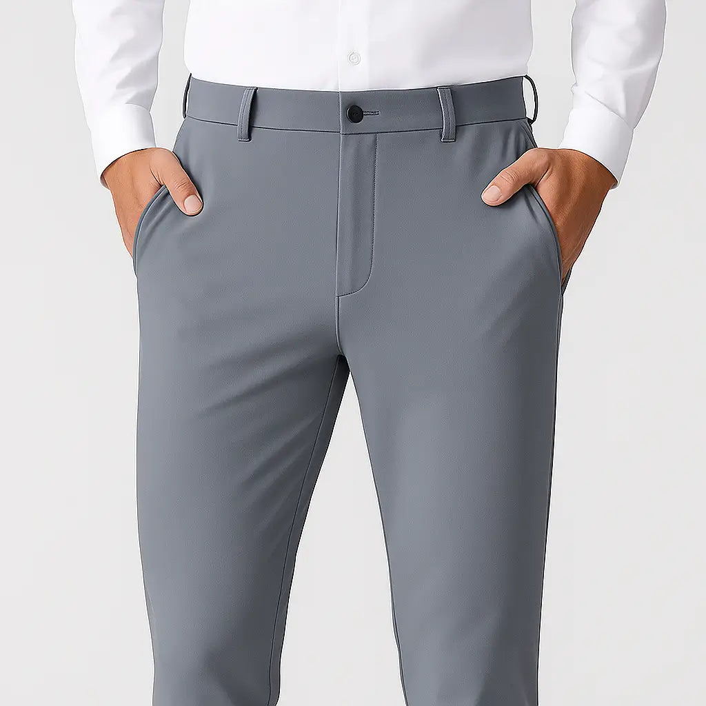 Calça masculina MODAL PLUS Quick Dry em nylon e spandex, leve e respirável, com bolsos com zíper, ideal para verão, lazer e esportes.
