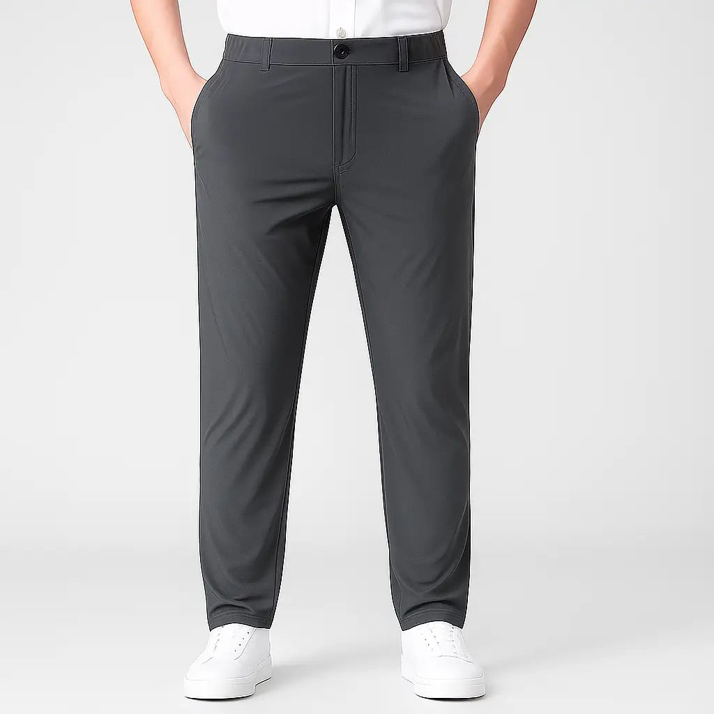 Calça masculina MODAL PLUS Ultra Thin  em tecido ice silk ultrafino, destacando frescor, leveza e secagem rápida para o verão.