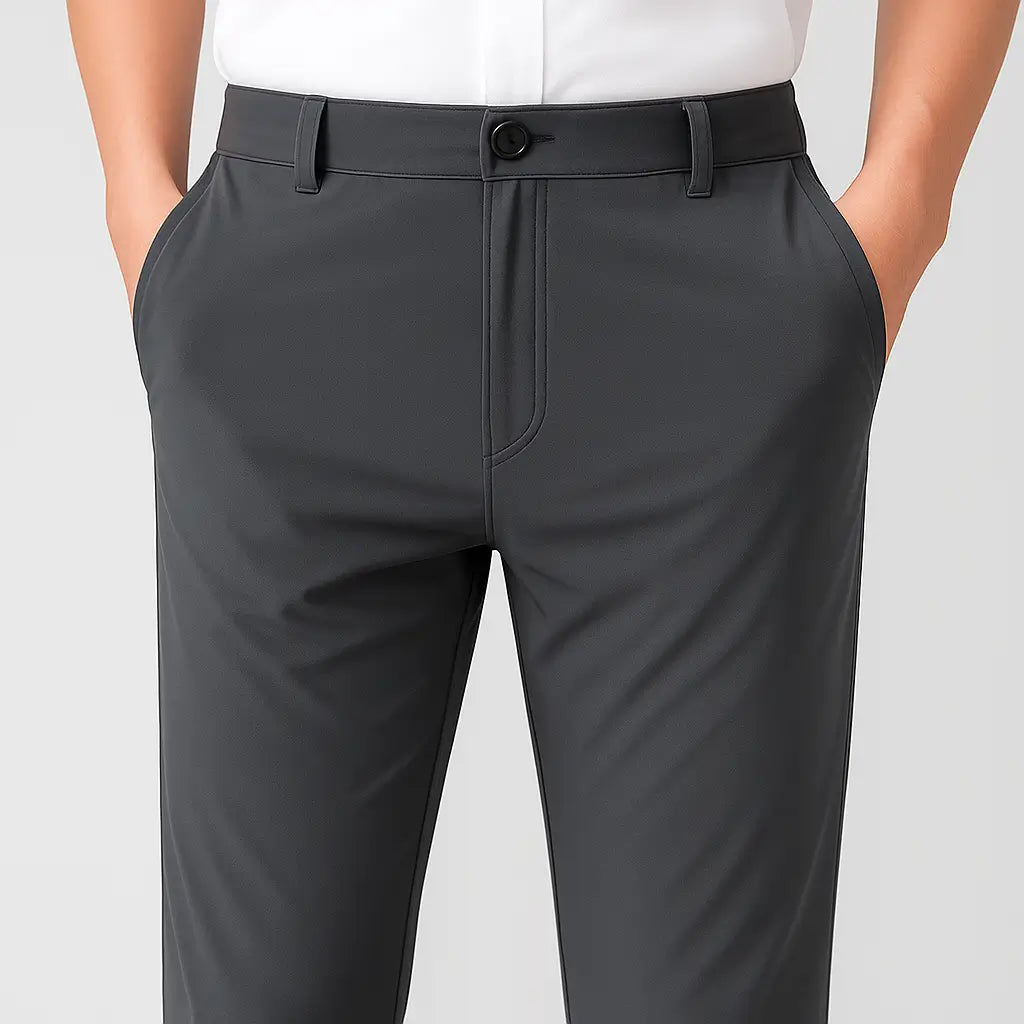 Calça masculina MODAL PLUS Ultra Thin  em tecido ice silk ultrafino, destacando frescor, leveza e secagem rápida para o verão.