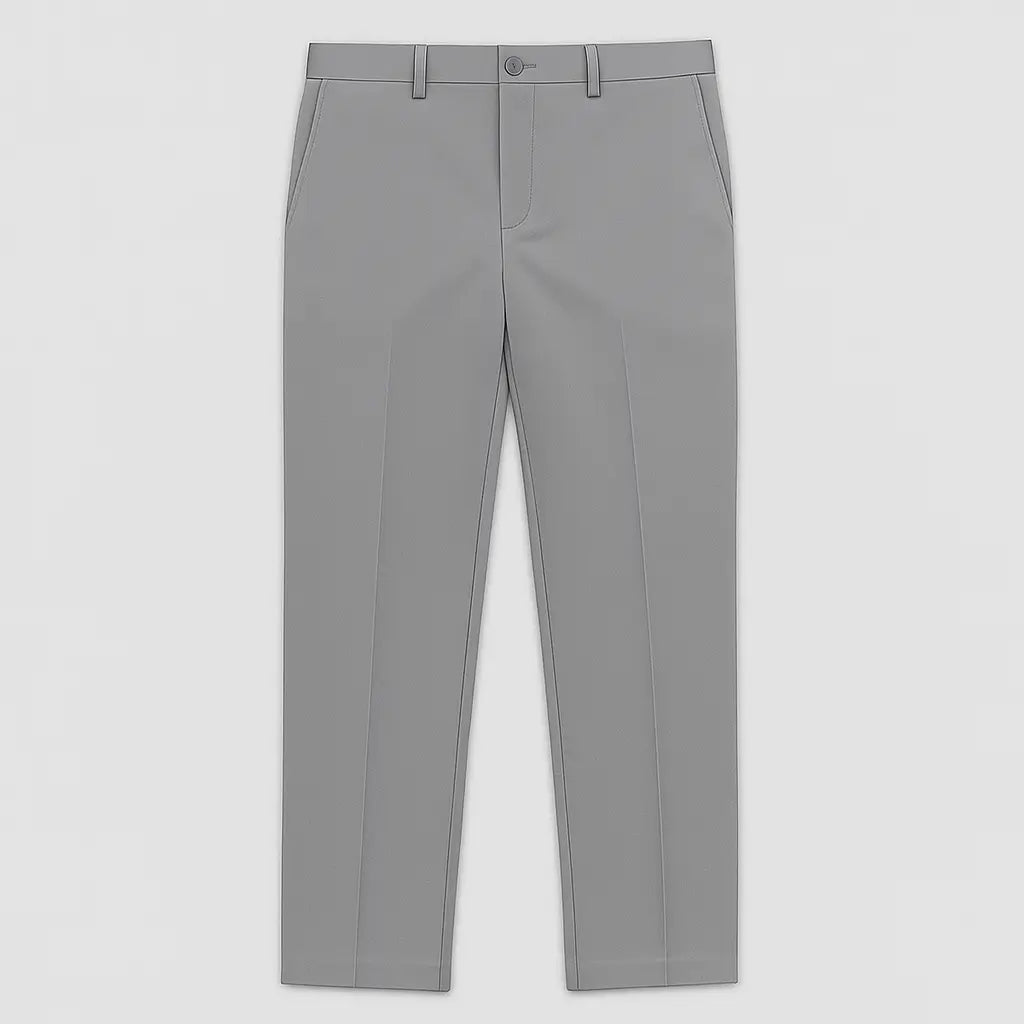 Homem vestindo calça MODAL PLUS em tecido tecnológico leve com toque de seda, destacando frescor, elasticidade e elegância para o verão.