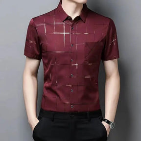 Camisa Social Masculina Elegance Manga Curta