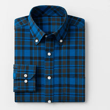 Camisa masculina de flanela xadrez em algodão, manga longa, estilo casual para dias Prima vera Verão.