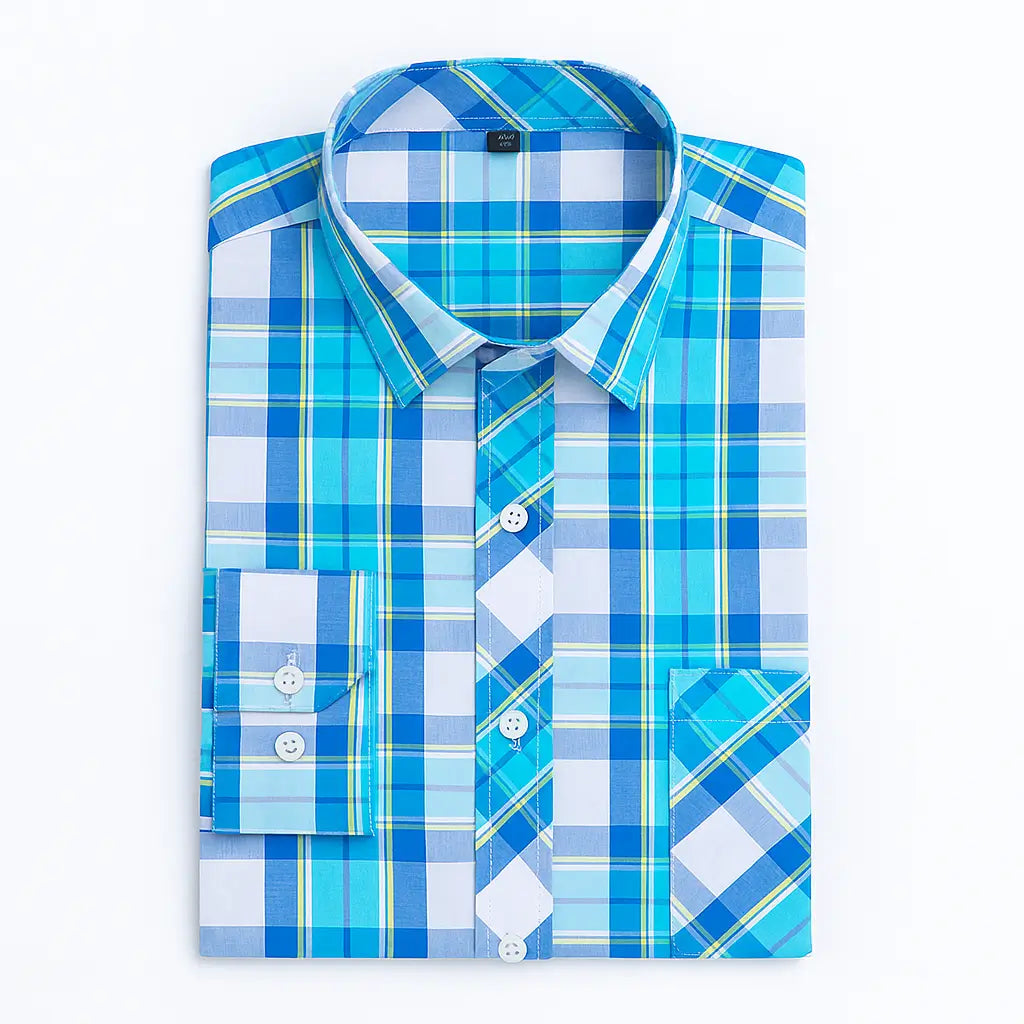 Camisa masculina de flanela xadrez em algodão, manga longa, estilo casual para dias Prima vera Verão.