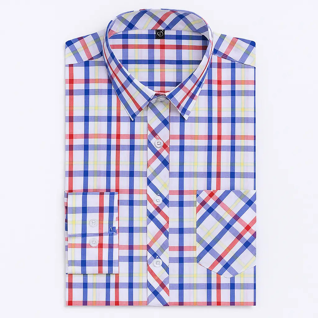 Camisa masculina de flanela xadrez em algodão, manga longa, estilo casual para dias Prima vera Verão.