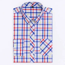 Camisa masculina de flanela xadrez em algodão, manga longa, estilo casual para dias Prima vera Verão.