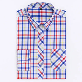 Camisa masculina de flanela xadrez em algodão, manga longa, estilo casual para dias Prima vera Verão.