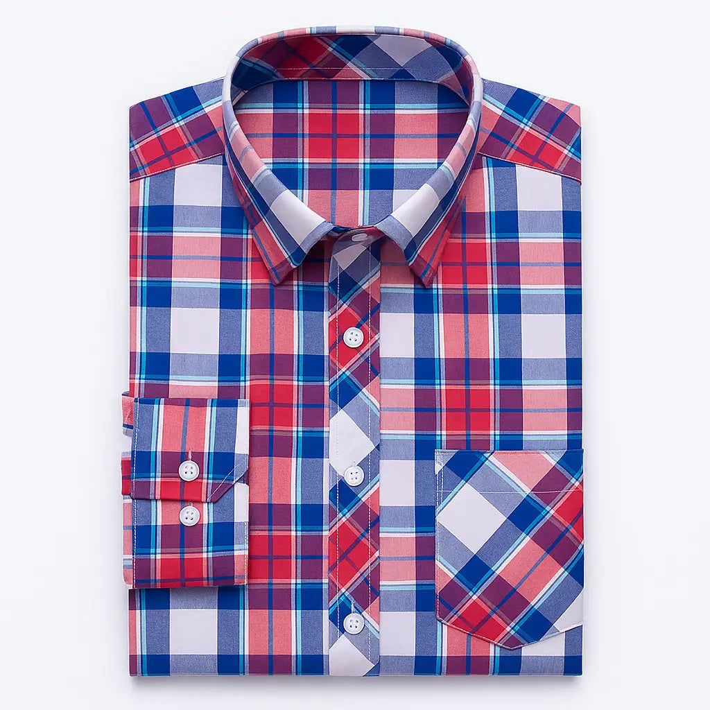Camisa masculina de flanela xadrez em algodão, manga longa, estilo casual para dias Prima vera Verão.