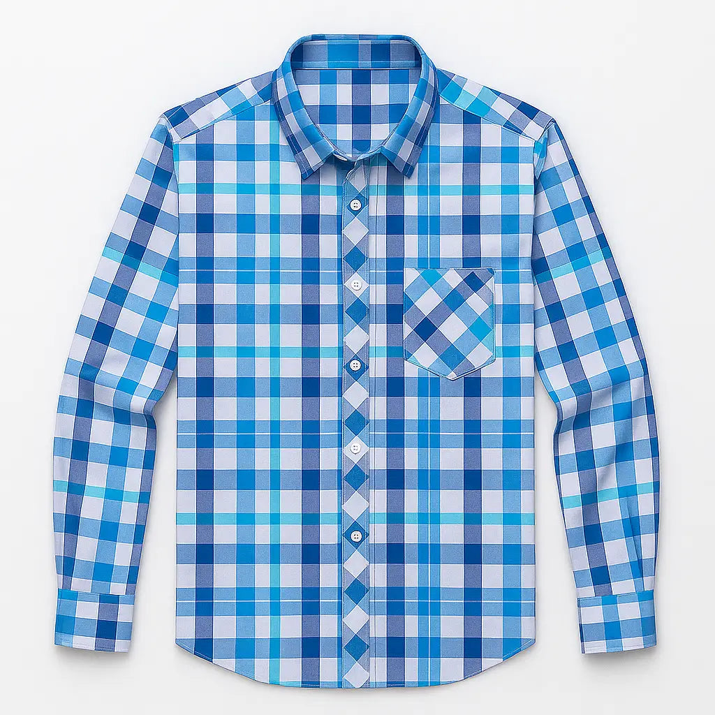 Camisa masculina de flanela xadrez em algodão, manga longa, estilo casual para dias Prima vera Verão.