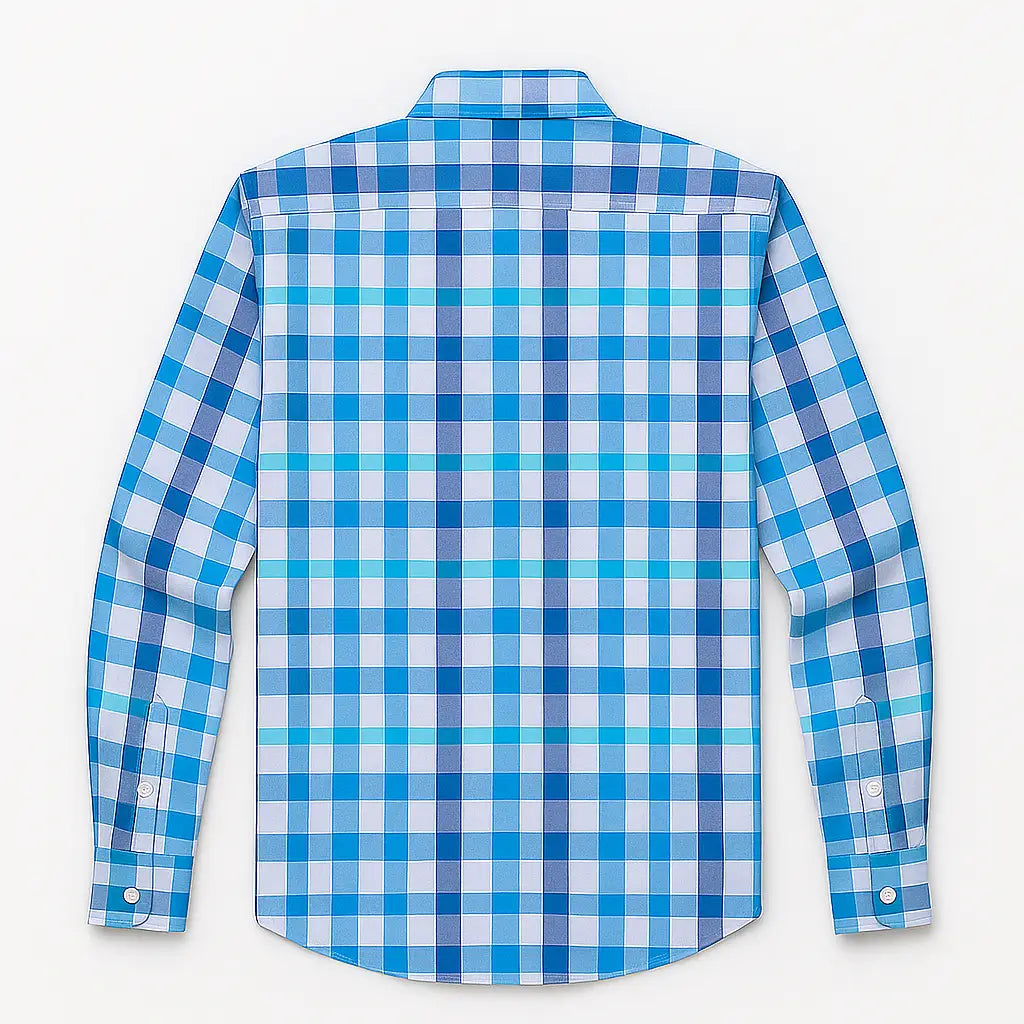 Camisa masculina de flanela xadrez em algodão, manga longa, estilo casual para dias Prima vera Verão.