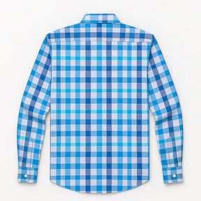 Camisa masculina de flanela xadrez em algodão, manga longa, estilo casual para dias Prima vera Verão.