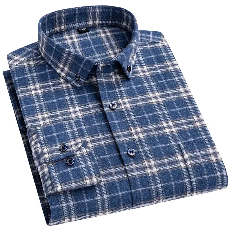 Camisa Flanela Masculina 100% Algodão, manga longo e bolso no peito esquerdo.