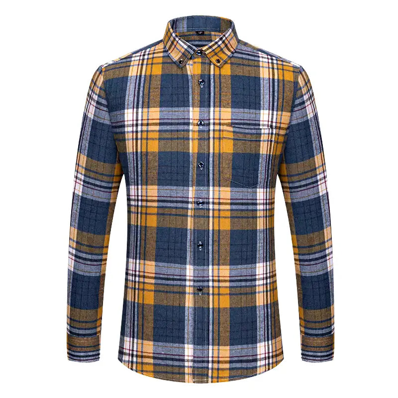 Camisa Flanela Masculina 100% Algodão, manga longo e bolso no peito esquerdo.