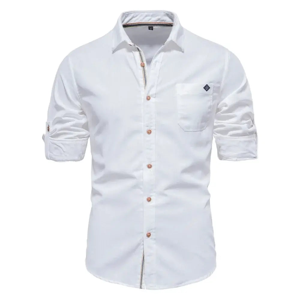 Camisa Masculina Casual 100% Algodão manga longa e fechamento com botões