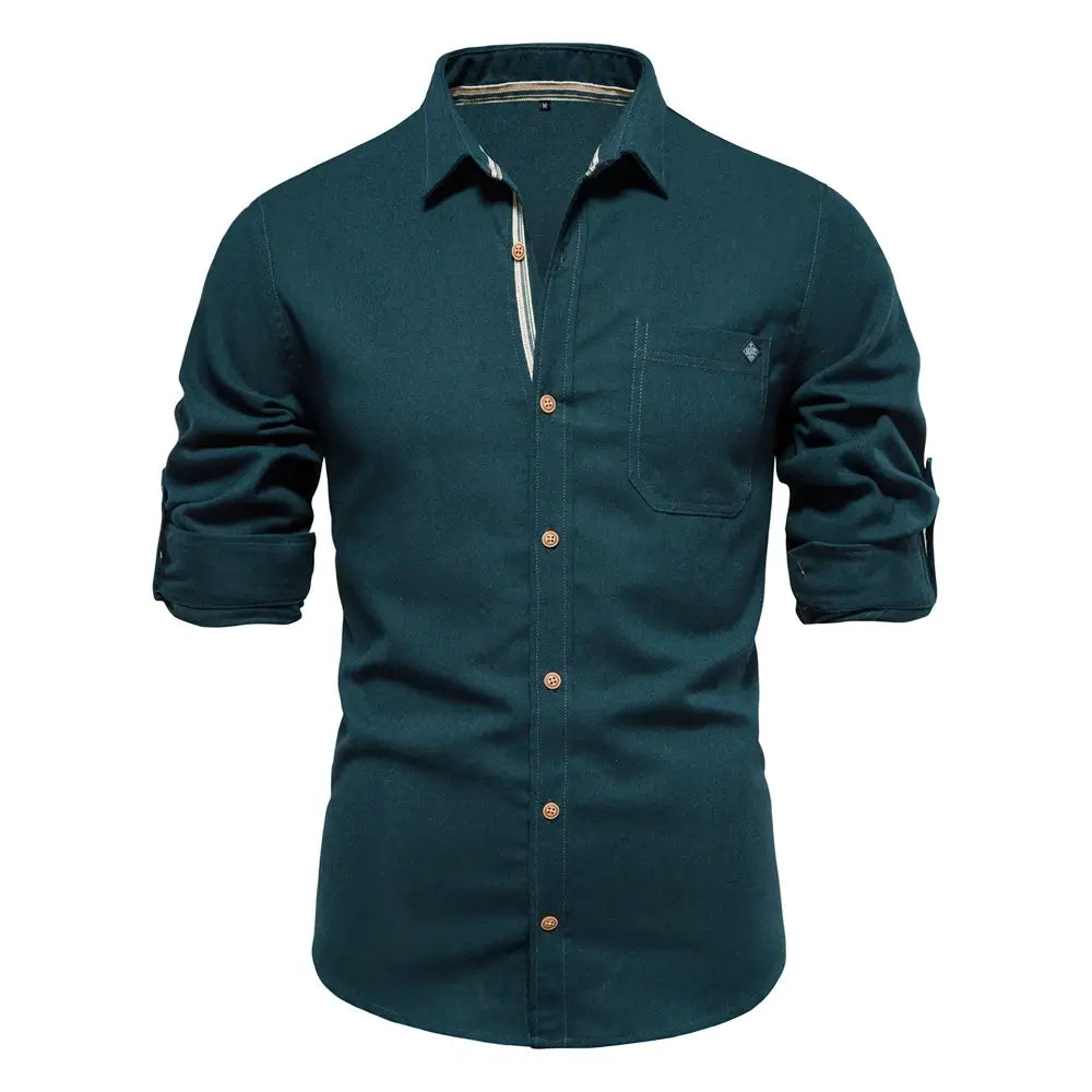 Camisa Masculina Casual 100% Algodão manga longa e fechamento com botões