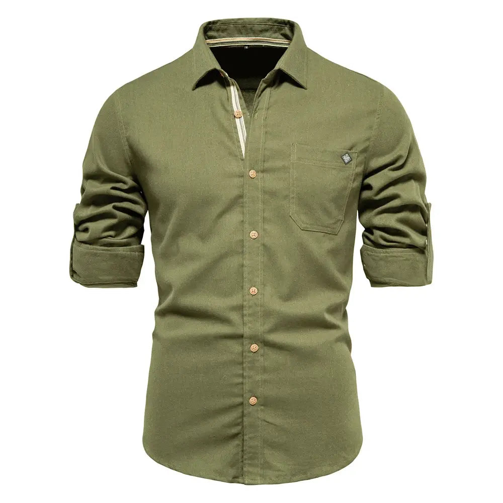 Camisa Masculina Casual 100% Algodão manga longa e fechamento com botões