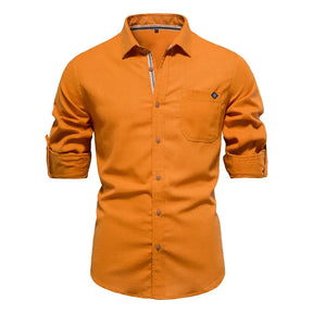 Camisa Masculina Casual 100% Algodão manga longa e fechamento com botões