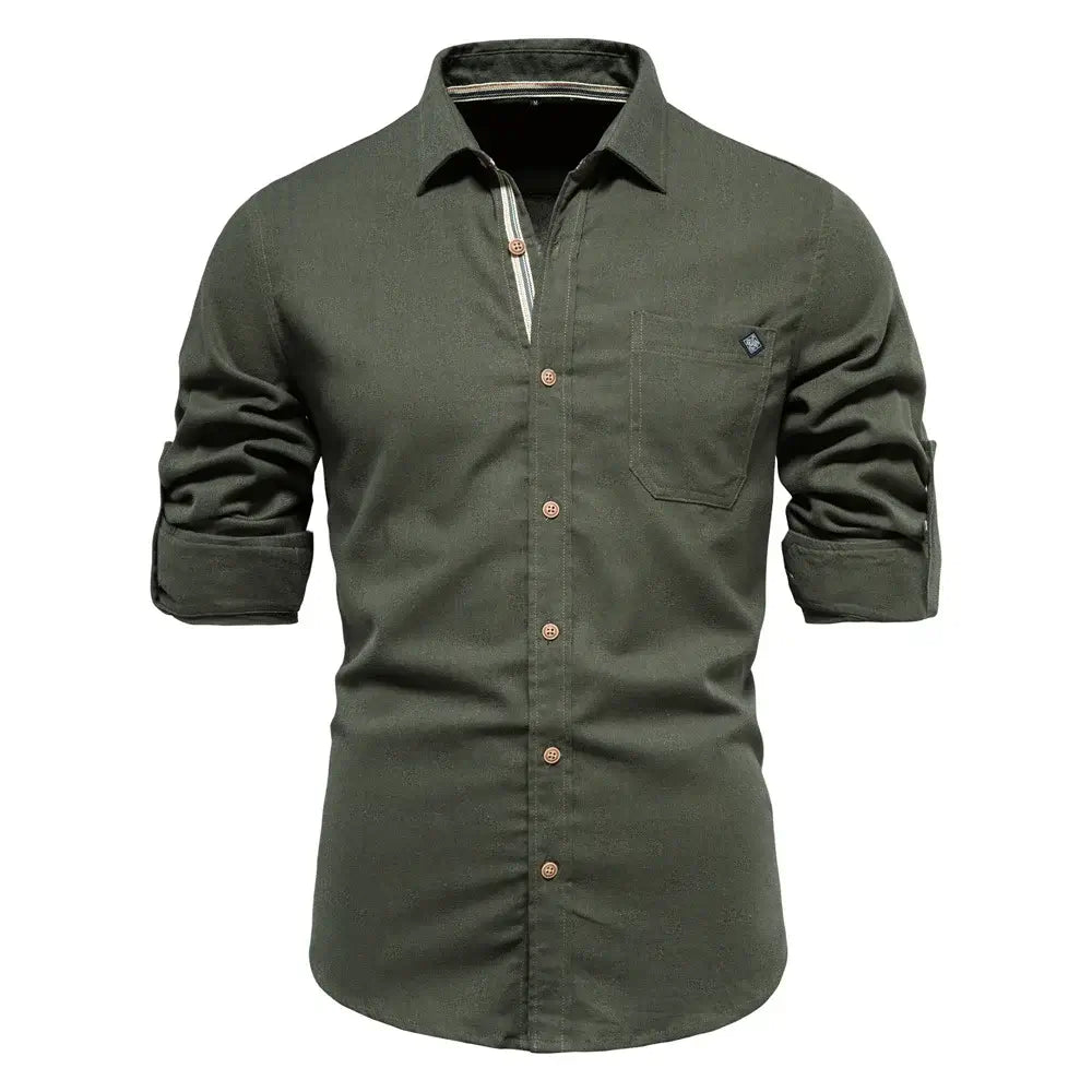 Camisa Masculina Casual 100% Algodão manga longa e fechamento com botões